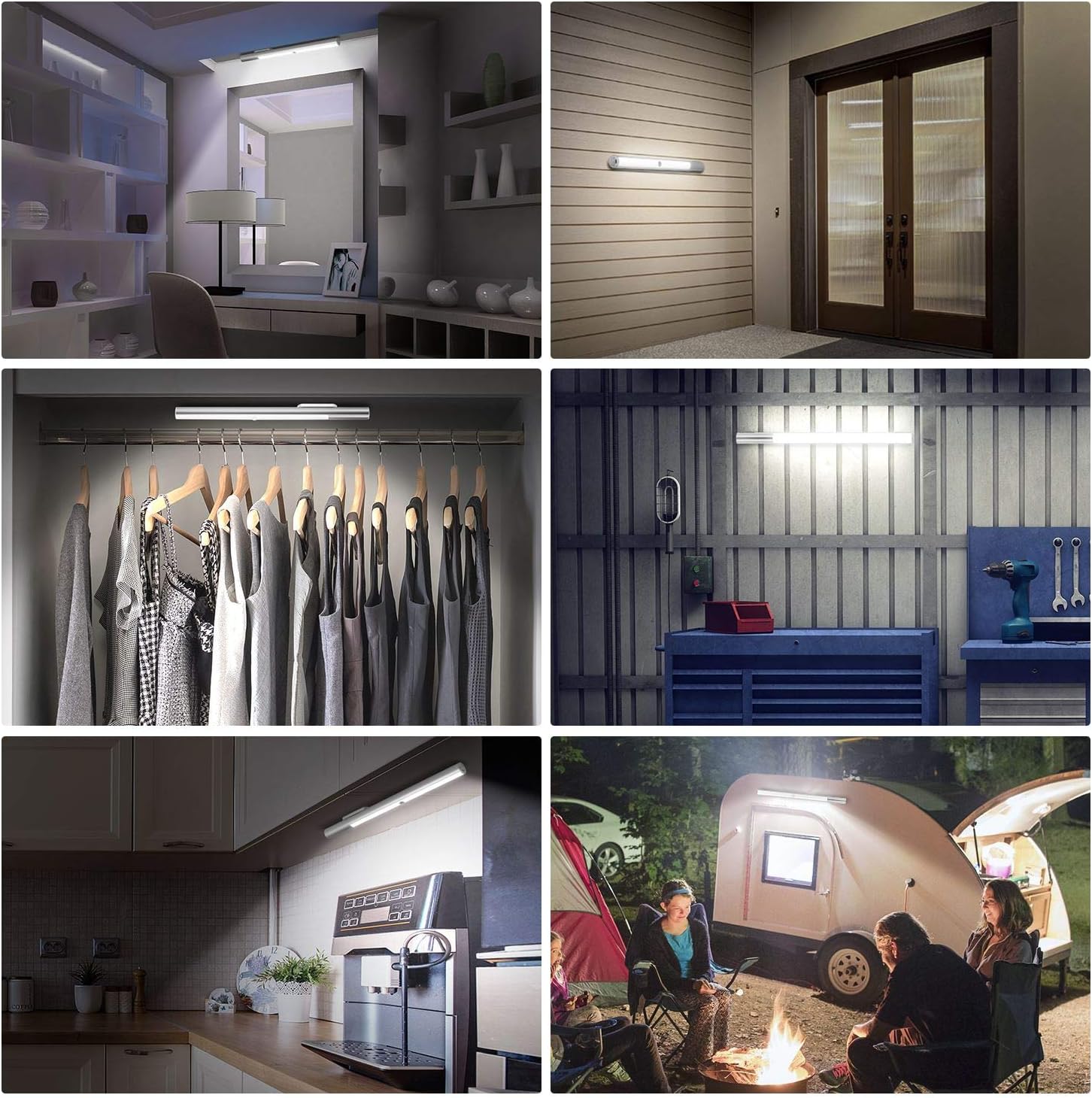 Under Cabinet Lights Motion Sensor Light Indoor, Battery Powered LED Lights, 4500mAh USB C Rechargeable Under Cabinet Lighting Wireless, 6000K Cool White, 180 Days Battery Time (2 Pack)