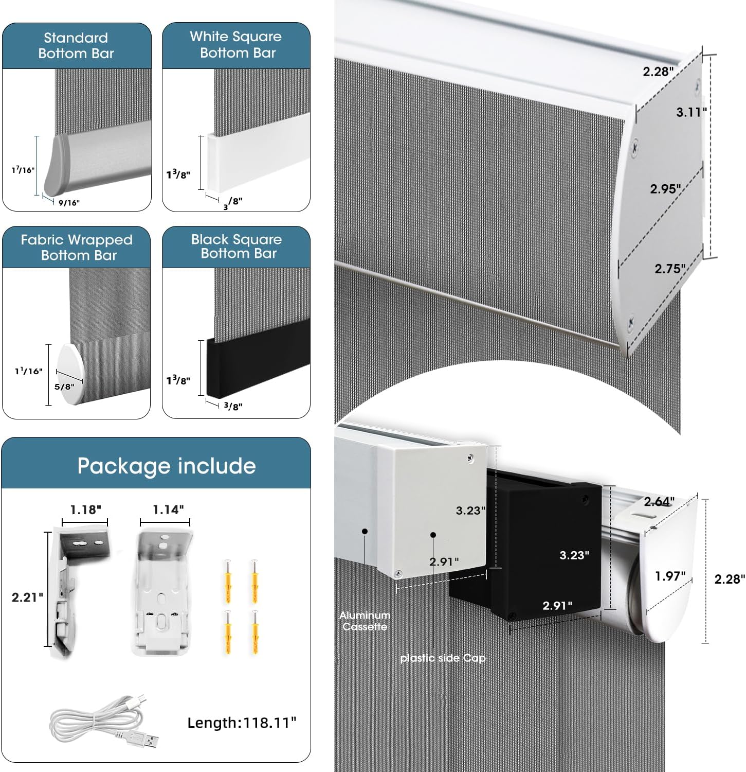 SmartWings Motorized Light Filtering Shades, 50% Blackout PVC Free Smart Blinds, Custom Size, Rechargeable Battery, Works with Matter/Apple HomeKit, Alexa, Thread/Zigbee, Remote Optional, 50% Charcoal