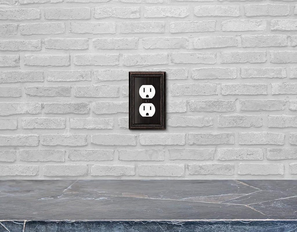 Henne Bery Sunken Pearls Heavy Duty Decorative Wall Plate Switch Plate Outlet Cover (Single Duplex, 2 Pack, Aged Bronze)