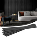 Art3d 4-Piece Wood Slat Acoustic Panels for Stylish Decor and Noise Reduction, 3D Textured Panel for Ceiling and Wall, Matte Black