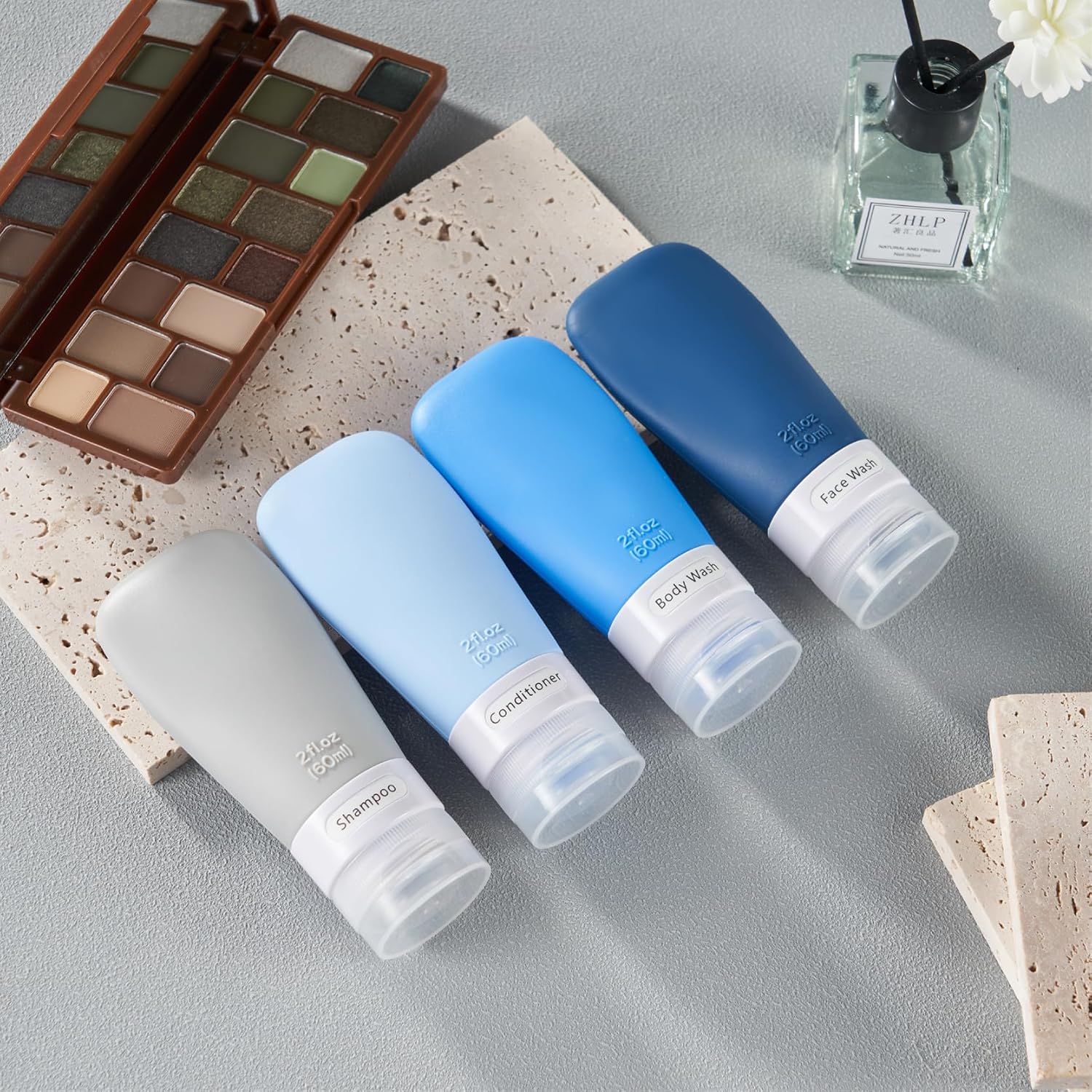 INSFIT Portable Travel Bottles, TSA Approved Leak Proof Containers for Toiletries, BPA Free Refillable Accessories for Shampoo, Body Wash, Liquids (4 Pack)