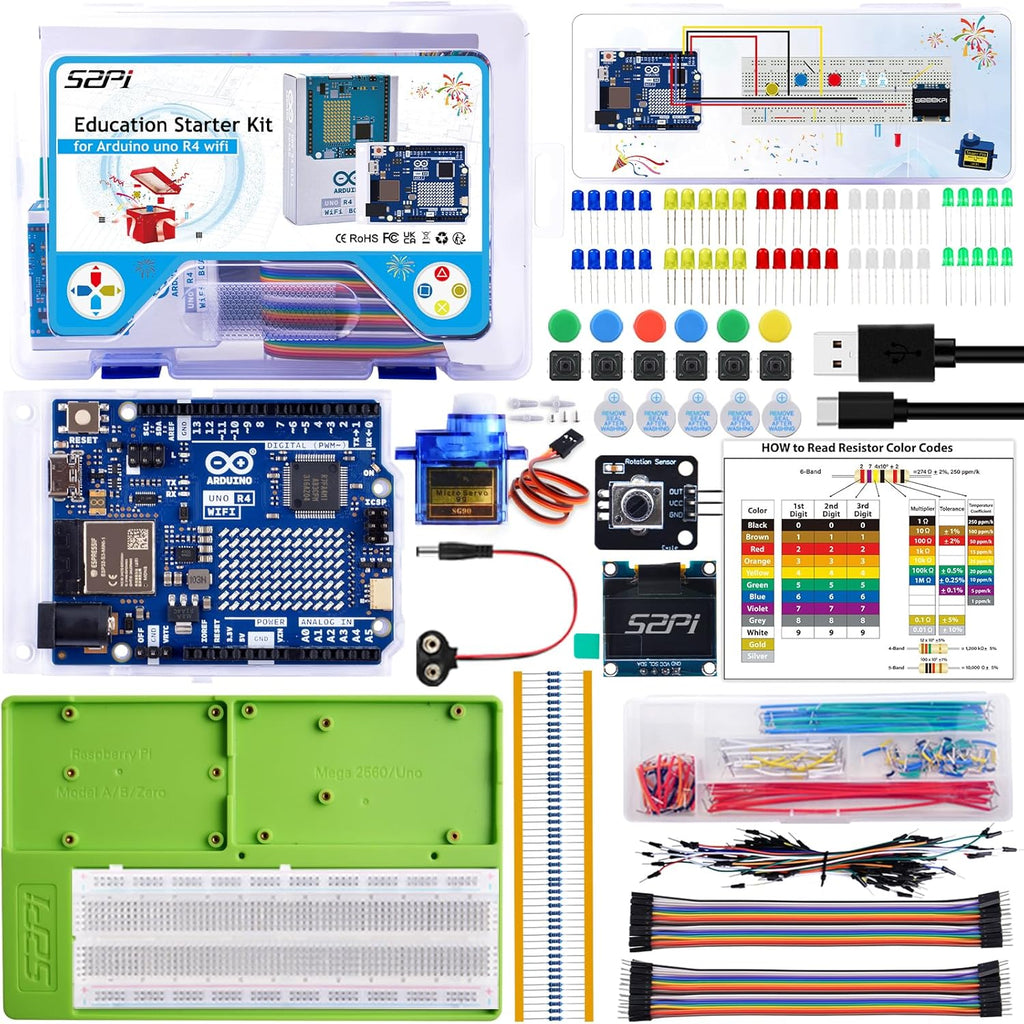 GeeekPi Starter Kit for Arduino UNO R4 WiFi, UNO R4 WiFi Board with Tutorial for Programming & 78PCS Components for Beginners & Engineers