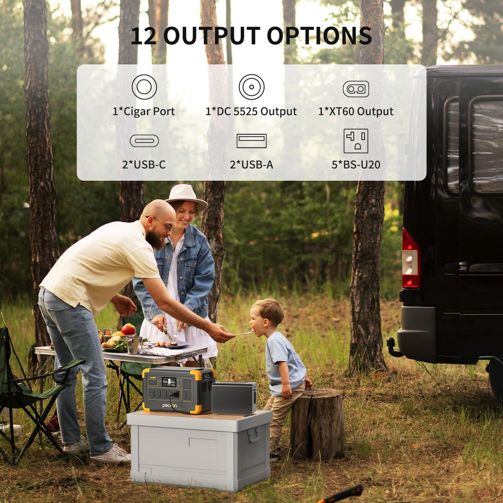 pecron Portable Power Station E1000LFP, 1024Wh/1800W LiFePO4 Battery Backup, Solar Generator Expandable to 4096Wh, Fast Charging Power Station for Emergencies, Camping, RV, Home Use