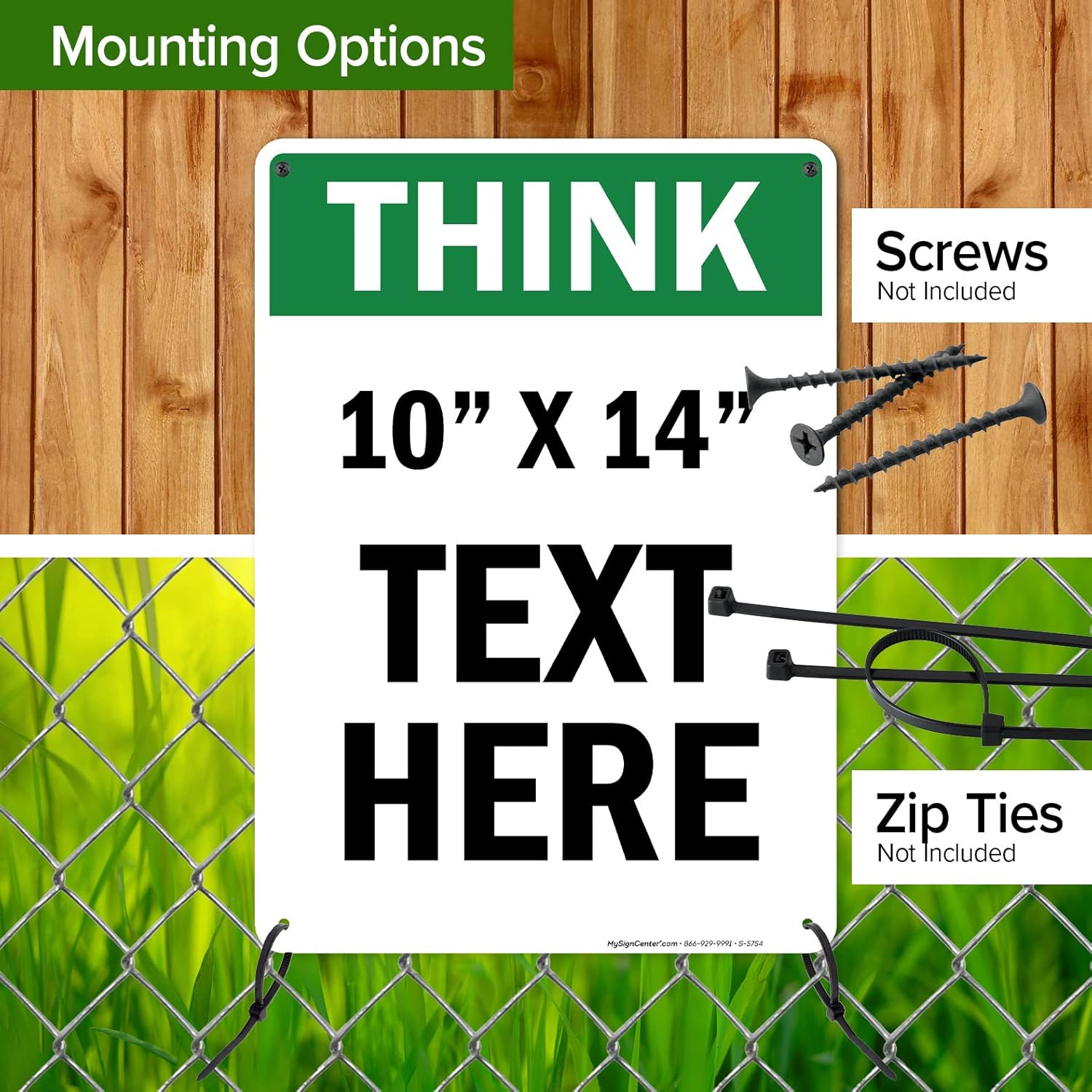 Custom Think Sign, OSHA Sign, 10x14 Inches, Rust Free .040 Aluminum, Fade Resistant, Made in USA by My Sign Center