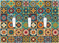 Decorative Switch Plates Mexican Talavera Colorful Mosaic Tiles 3 Gang Wall Plate Triple Toggle Light Switch Cover Faceplate Electrical Wall Panels For Bathroom Kitchen Decor