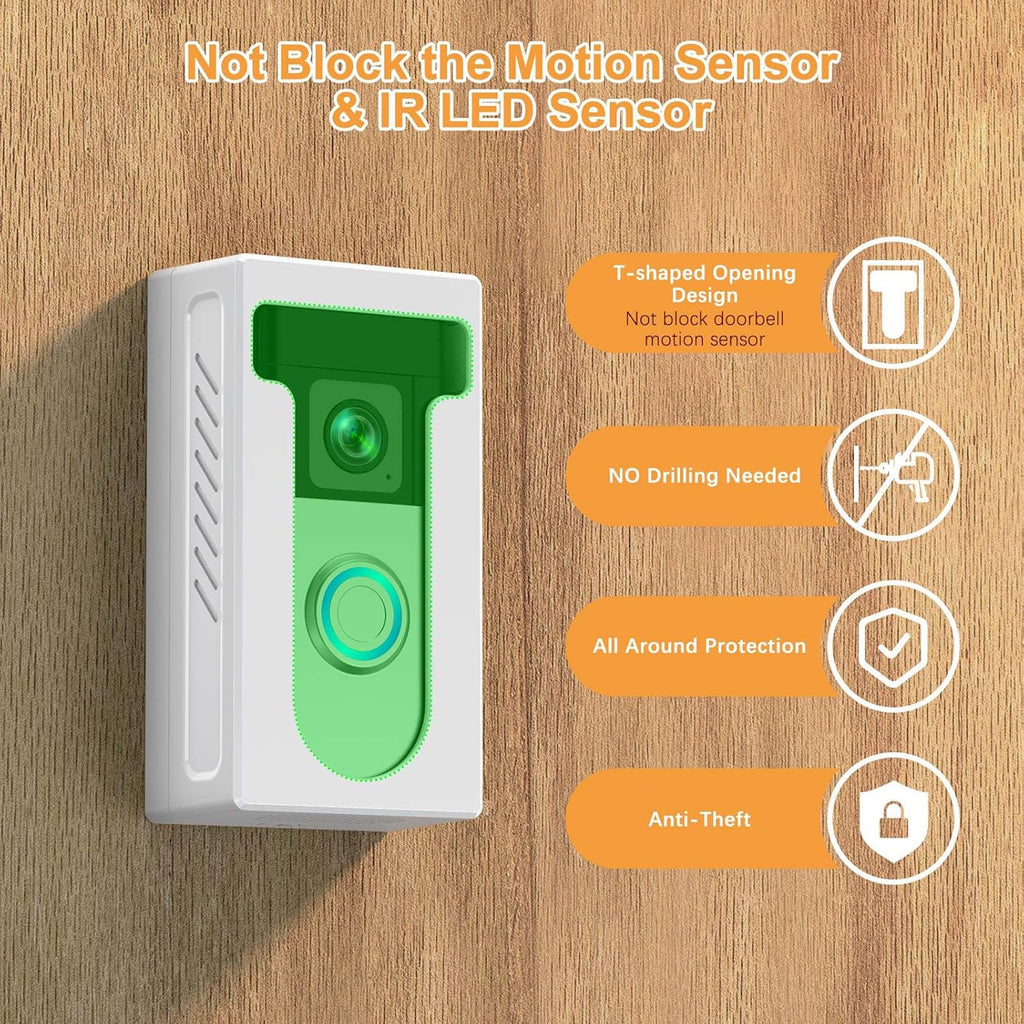QIBOX Adhesive Video Doorbell Mount Compatible for Ring/Blink Wireless Video Doorbell,No Drill Camera Mount Bracket Cover Holder Corner Kit Accessories (Not Block Doorbell Sensor)