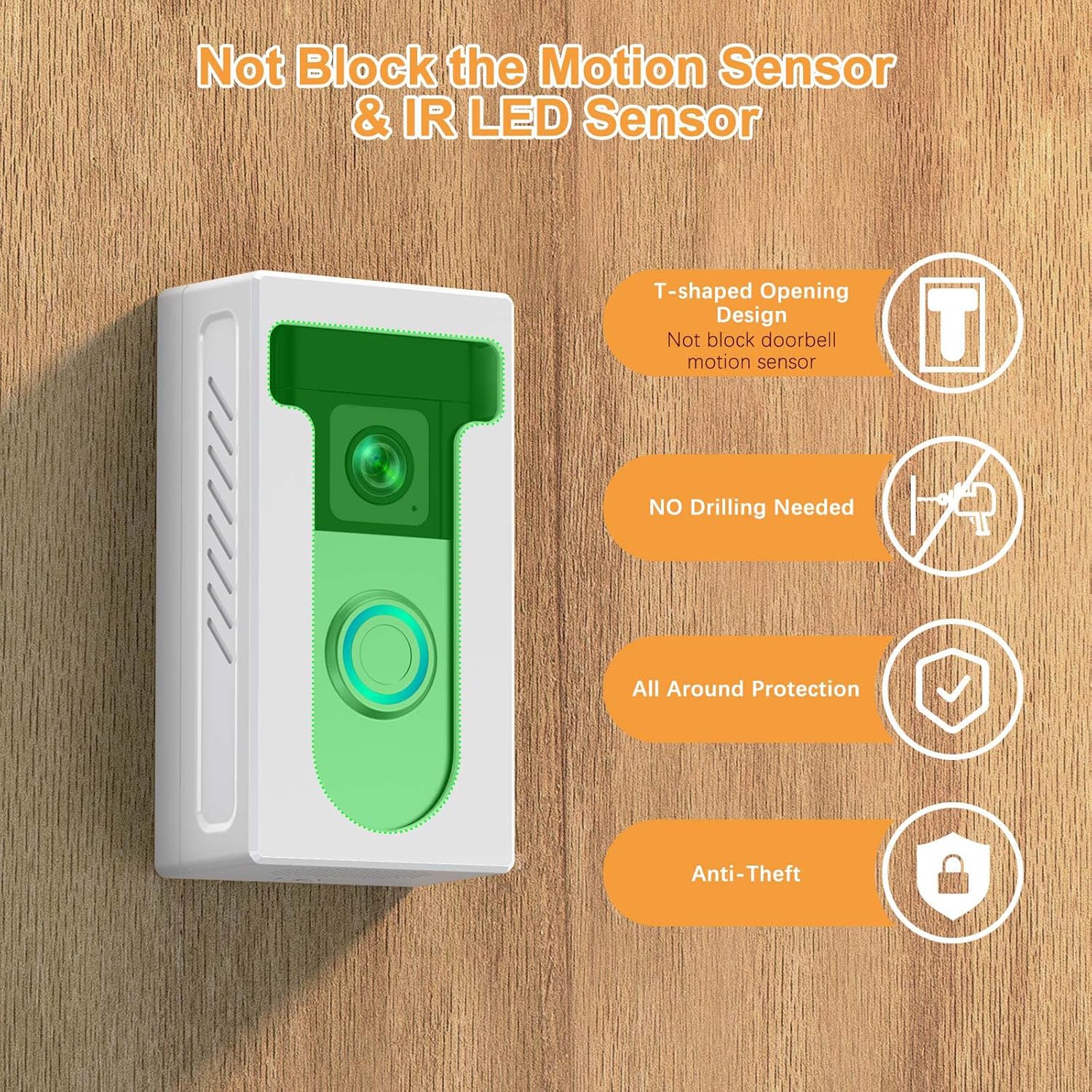 QIBOX Adhesive Video Doorbell Mount Compatible for Ring/Blink Wireless Video Doorbell,No Drill Camera Mount Bracket Cover Holder Corner Kit Accessories (Not Block Doorbell Sensor)