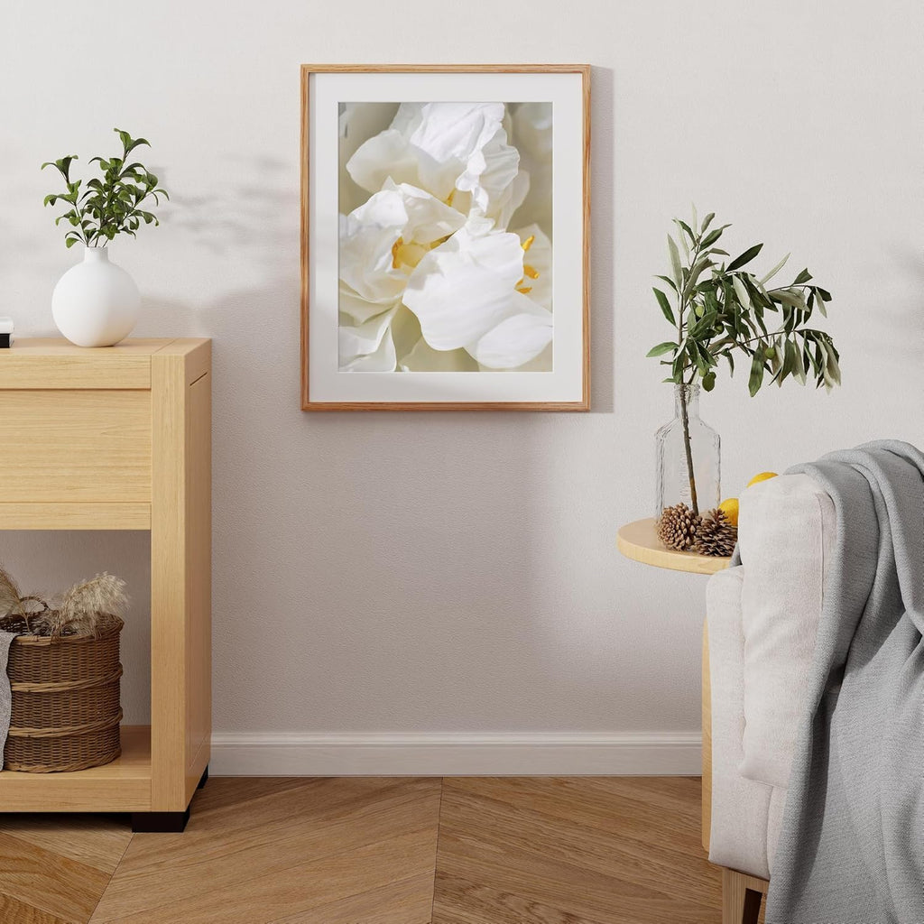 Rustic Oak Wooden Picture Frame, 20x24 with Tempered Glass, Matted to 16x20 (Natural Oak, 1 Pack)