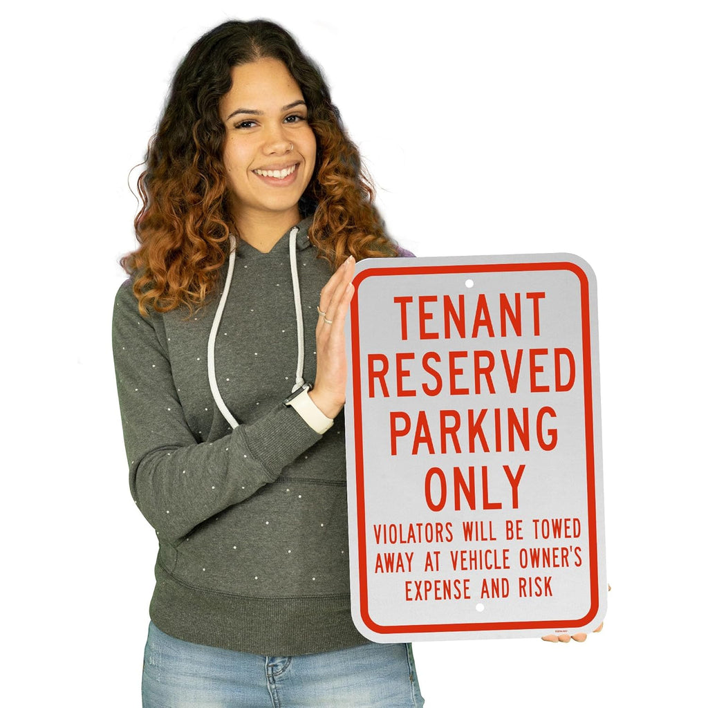 Brimar - 12" x 18" - Tenant Reserved Parking Only Sign - .063″ Engineering Grade Reflective Aluminum - Clear Message - Easy Installation