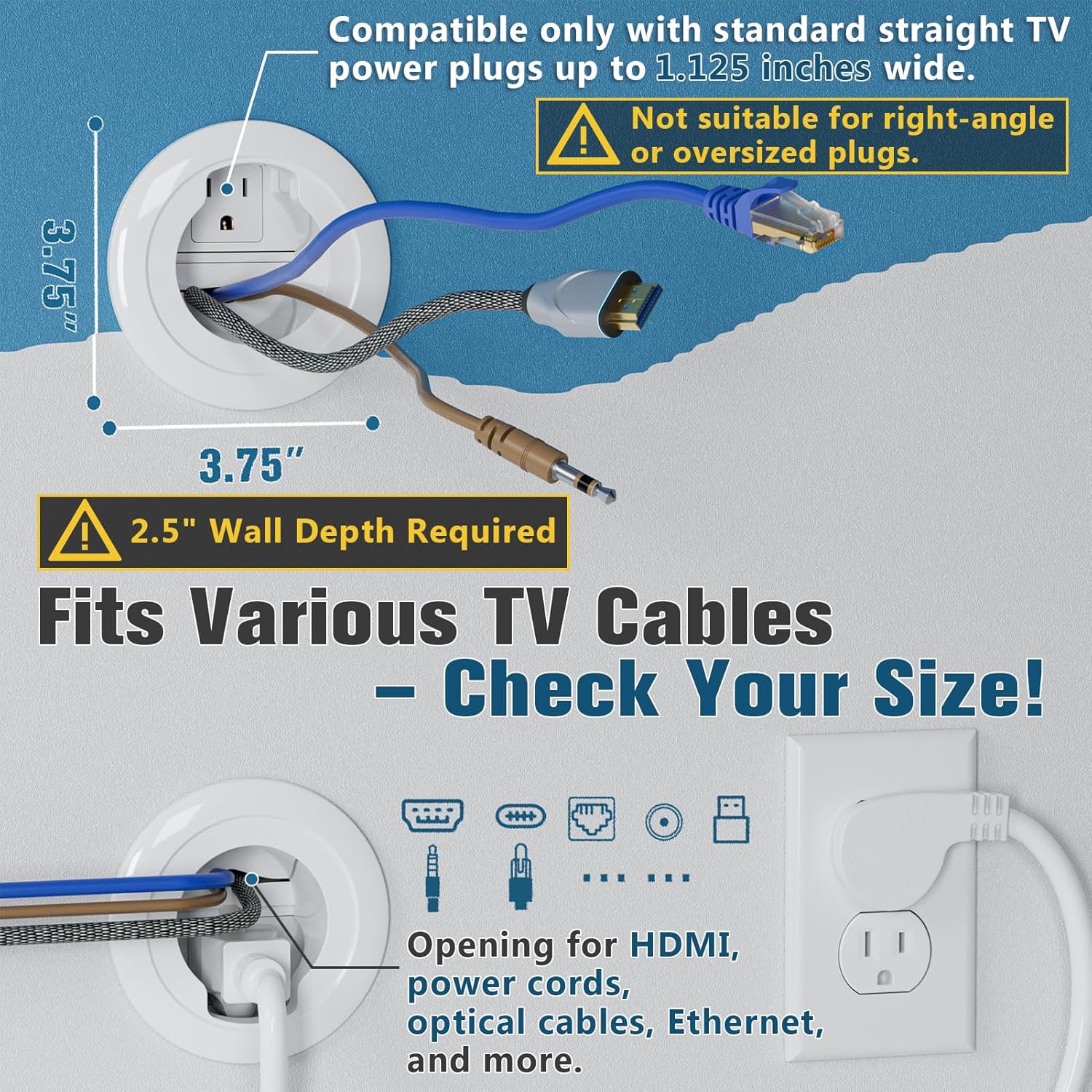 in Wall Cable Management Kit, Power & Low Voltage Wire Organizer with Hole Saw Drill for Easy TV Wall Mounting, TV Cord Hider for Wall & Clean Look