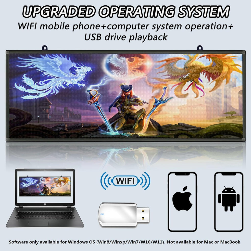 P5 Led Scrolling Signs,Wifi & USB Programmable Advertising Display Board, Customizable Texts/Time/Images/Videos Neon Lights Indoor, Wall Display Message Board for Business