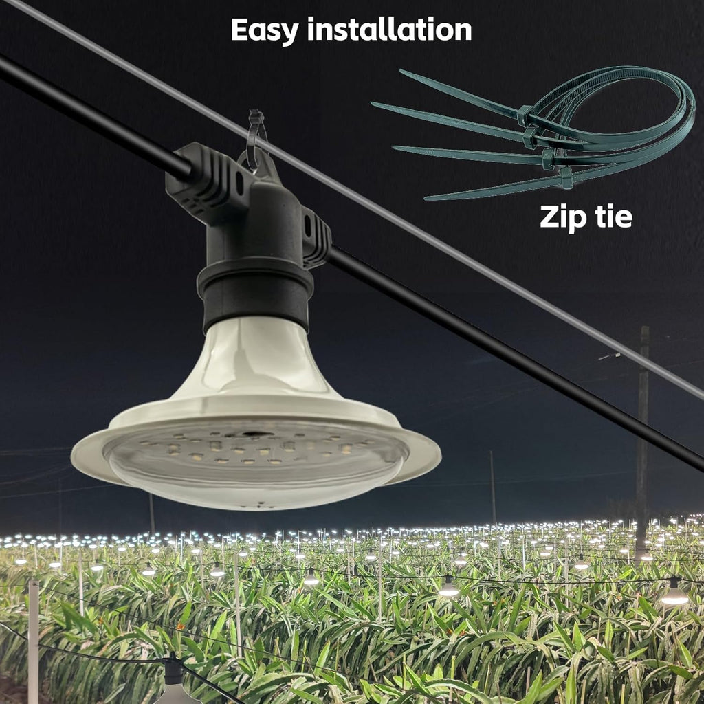 Outdoor LED Grow Lights, Waterproof String Grow Light, Full Spectrum Plant Growing Lights with 12Ft Adjustable Cord 3 Lights