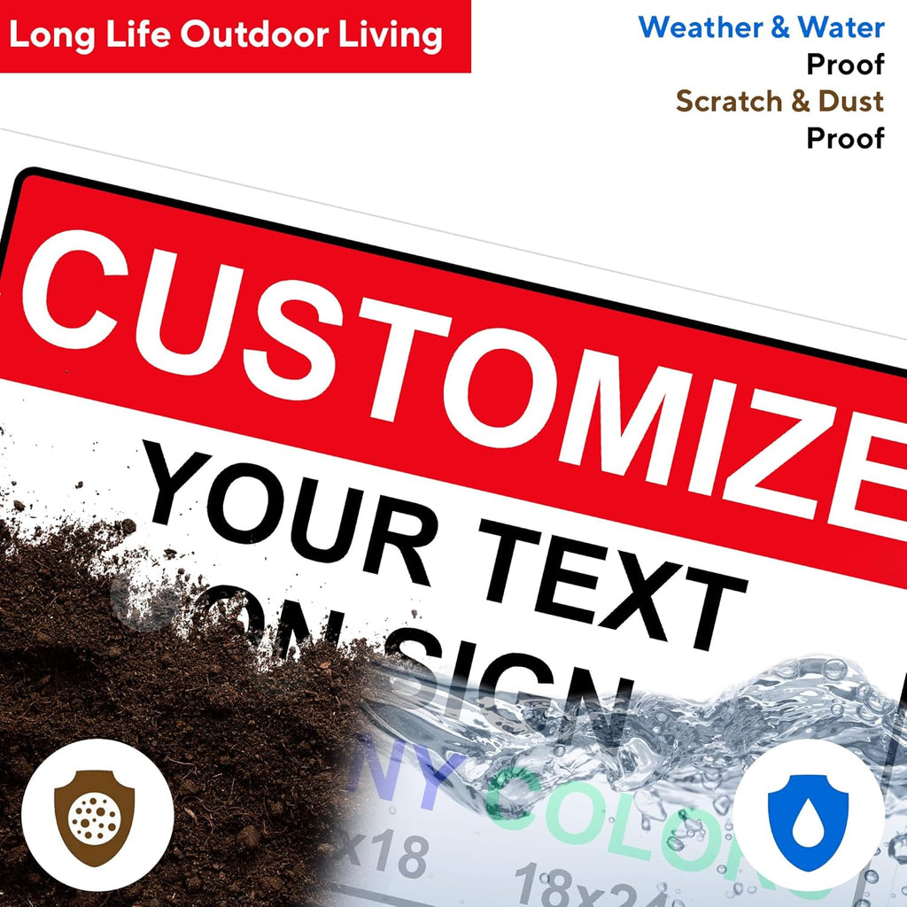 Custom Signs for Outside - Personalized Metal Signs for Outdoors, Home, Airbnb, Office, 12x18 Inch Custom Metal Sign Rust Free, UV Protected, Waterproof and Easy to Install - Made in USA
