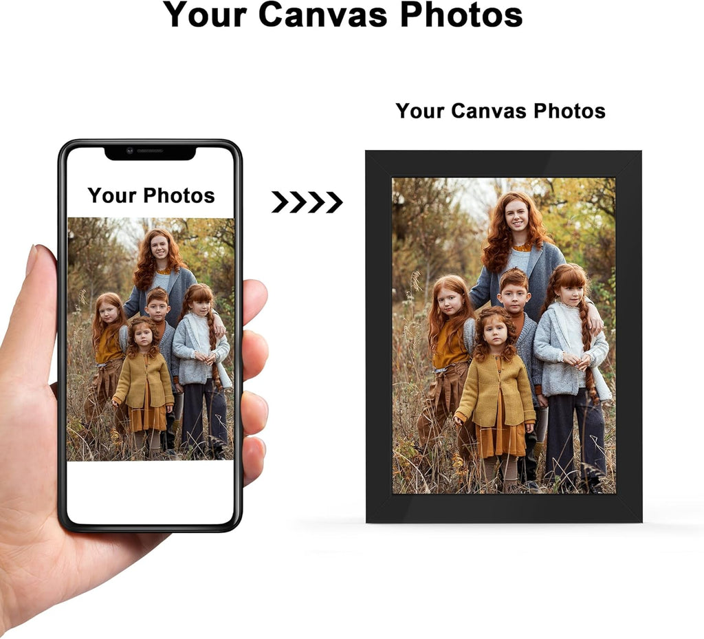 Custom Canvas Photo Prints with 8x10in Picture Framed, Personalized Picture Canvas Wall Art, Wall and Tabletop Display Photo Frame for Family Gifts for Mom/Men (Black)