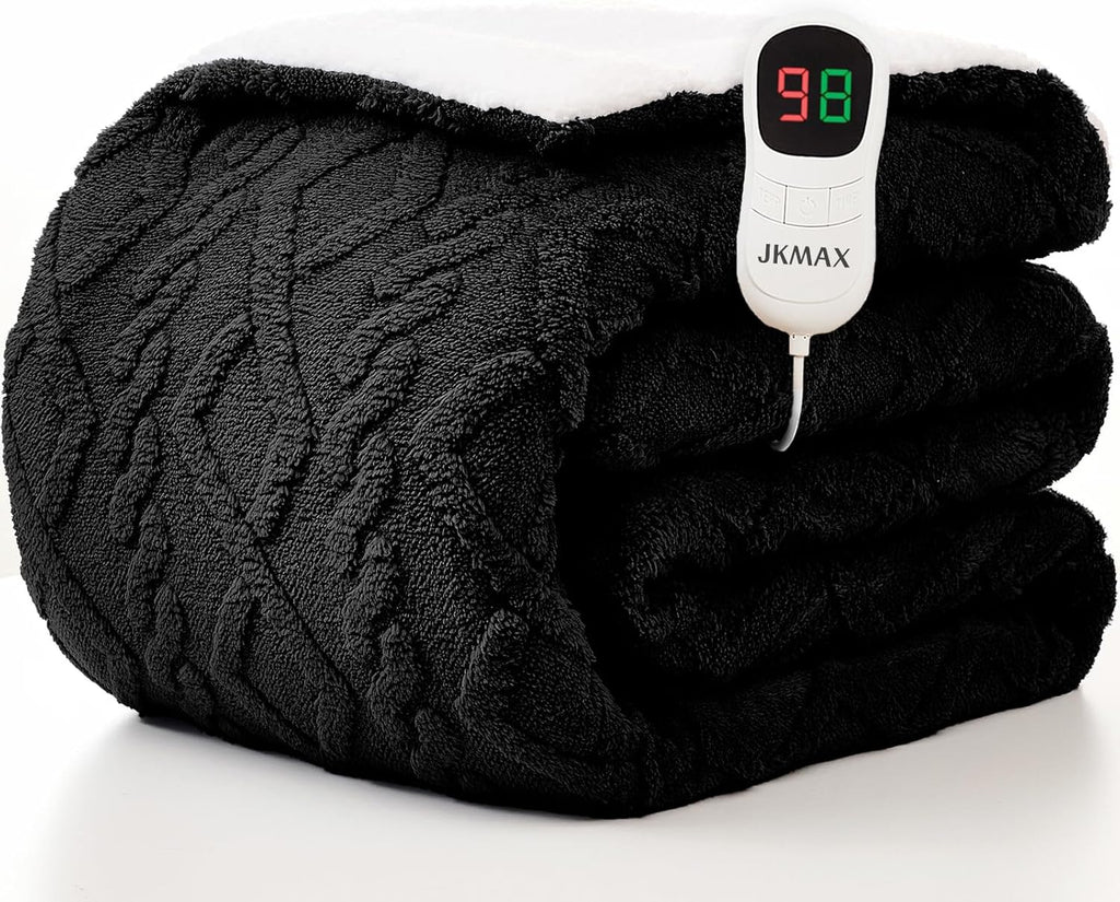Heated Electric Blanket Full Size-72"x84" Heating Blanket with 10 Heating Levels & 5 Time Settings Over-Heat Protection，Winter Warmer for Adults with ETL Certification（Black）