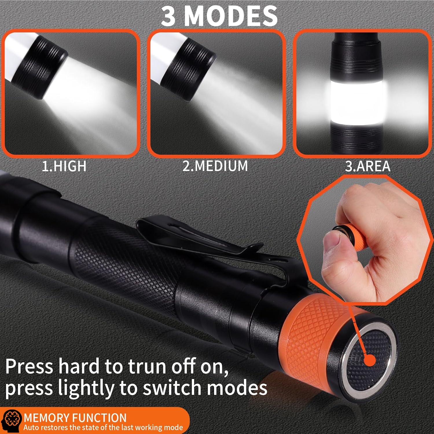 KunHe Probe 6 Pack LED 250 Lumens Pen Flashlight High Lumens with AA*12 Alkaline Batteries(Included) and Magnetic Base for Inspection Repair Engineer Gift for Husband Dad