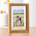 Axeman 4x6 Floating Picture Frame - Solid Oak Wood Picture Frame, Double Tempered Glass Photo Frame 2x3 3.5x5 4''x6'' Wood Frame, Wall Mount Or Tabletop Standing, Natural