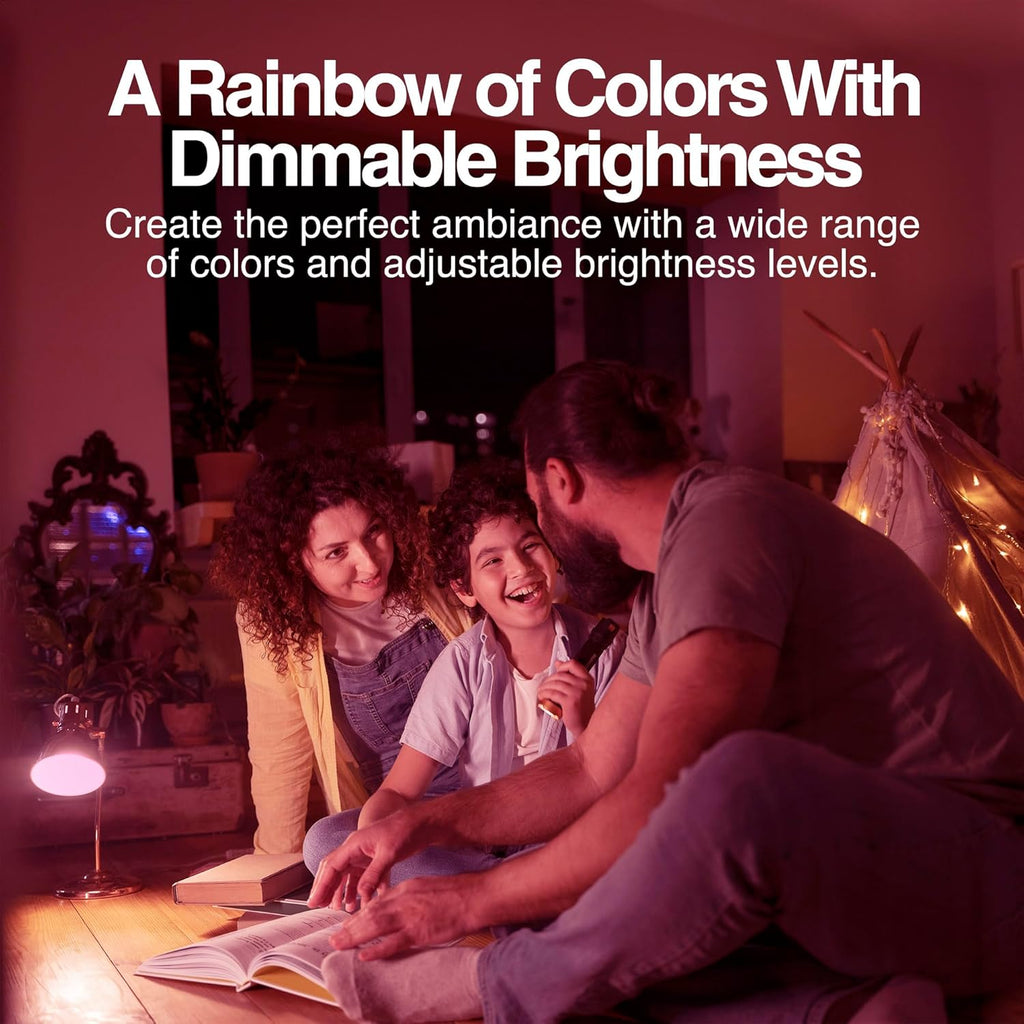 Intermatic ABRA A19 Wi-Fi Smart Bulb, 800 Lumens - Voice Controlled RGB LED, Compatible with Alexa & Google Home - Timers & Schedules, 2.4 GHz Wi-Fi Only, No Hub Required (4 Pack)