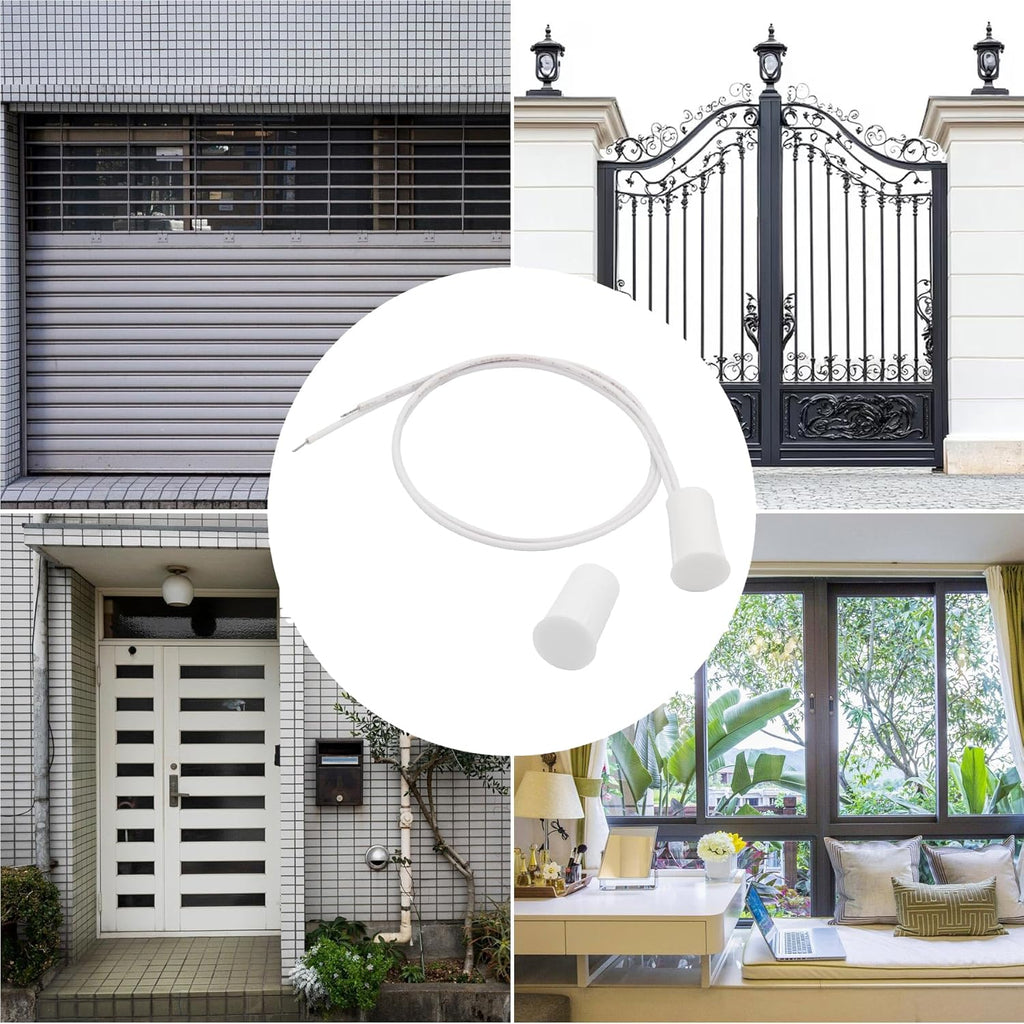 30PCS Recessed Wired Security Window Door Contact Sensor, Normally Closed NC, Door Alarm Magnetic Reed Switch with 2 Wire, ABS White, RC-33