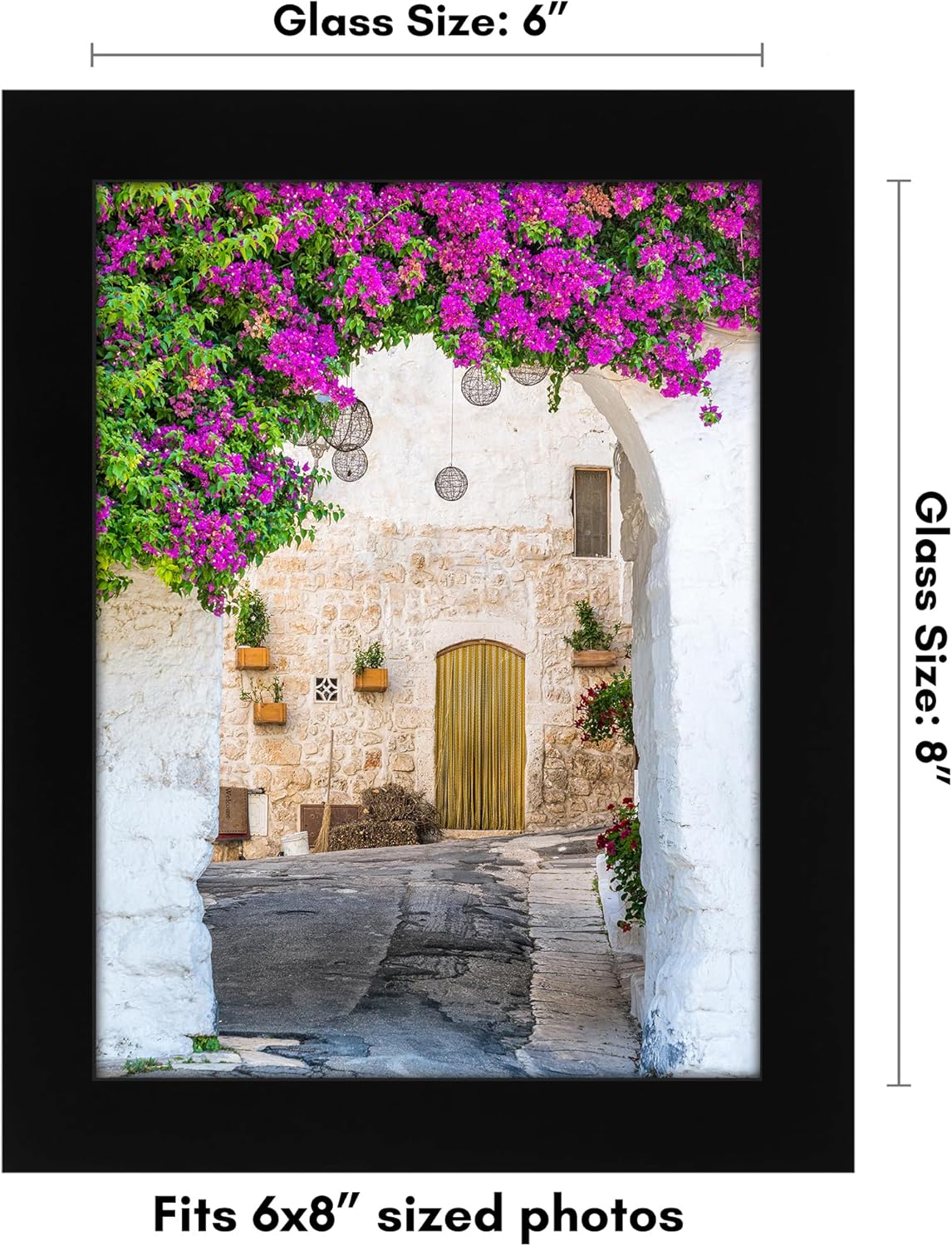 Americanflat 6x8 Picture Frame with Shatter-Resistant Glass - Signature Collection - Gallery-Style Frames Made of Engineered Wood - Photo Frame for Tabletop and Wall Display - Black