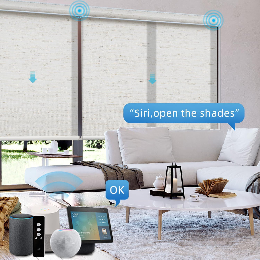 SmartWings Motorized Light Filtering Shades Fabric Sample (30 Colors), 50%/60%/70% Blackout, Custom Size, Rechargeable Battery, Works with Matter/Apple HomeKit, Alexa, Thread/Zigbee, Remote Optional