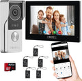 2-Wired video intercom system,Video Doorbell Camera with Monitor, 1080P 7-inch Touch Screen, video door phone,Night Vision, 130° Wide Angle, Tuya App Remote Unlock, Waterproof, No Monthly Fees