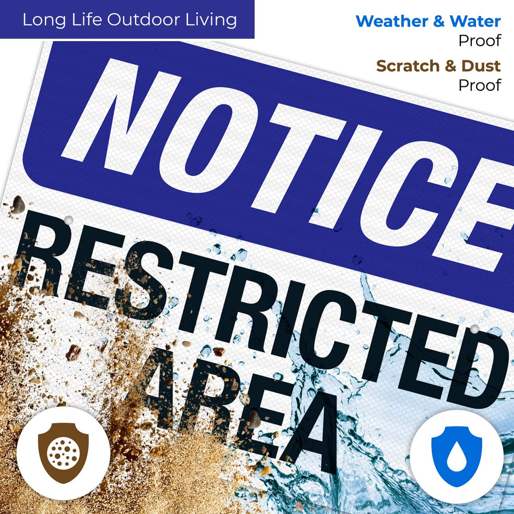Notice Restricted Area Sign, 18x24 Inches, 3M EGP Reflective .080 Aluminum, Fade Resistant, Made in USA