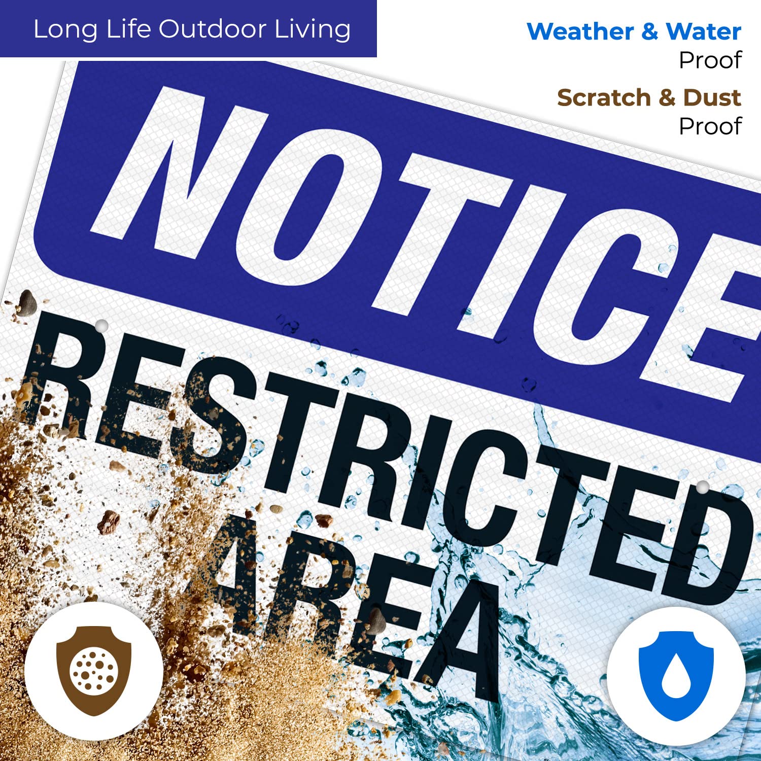Notice Restricted Area Sign, 18x24 Inches, 3M EGP Reflective .080 Aluminum, Fade Resistant, Made in USA