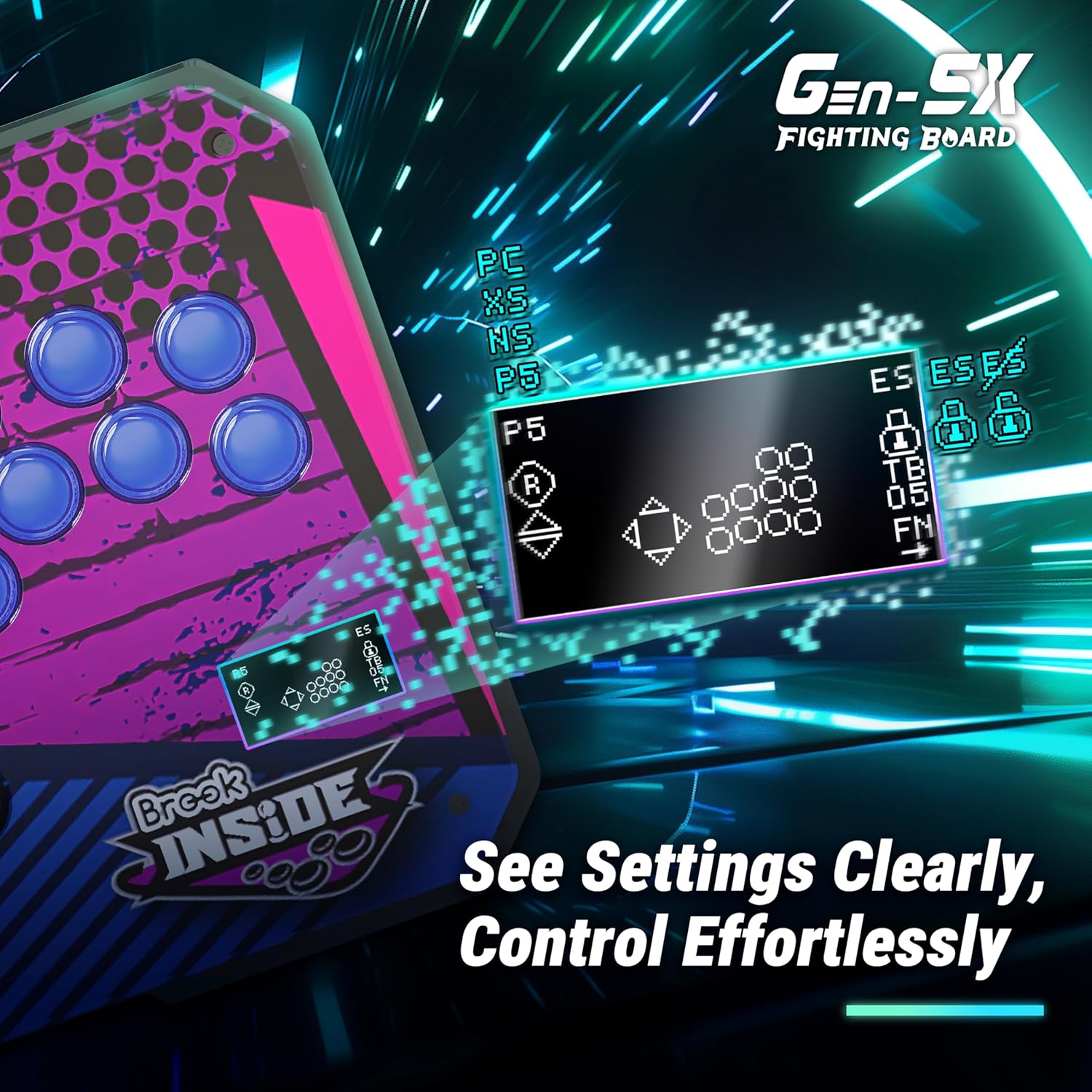 Brook GEN5X Fighting Board – Ultimate Multi-Platform Support: Compatible with PS5, Xbox Series, NS 2, and PC – Ultra-Fast Responsiveness Ideal for Fighting Games (Exclusive Version)