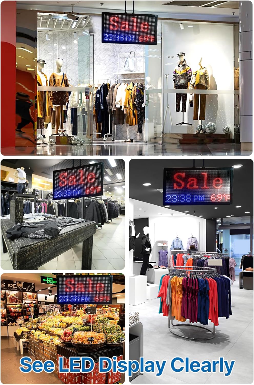 20”x11” Smart LED Open/Closed Sign Outdoor Waterproof, RGB Color Changing Backlight with Remote Control, Digital Alarm Clock, Calendar & Temperature Display - Use Retail Stores, Shops