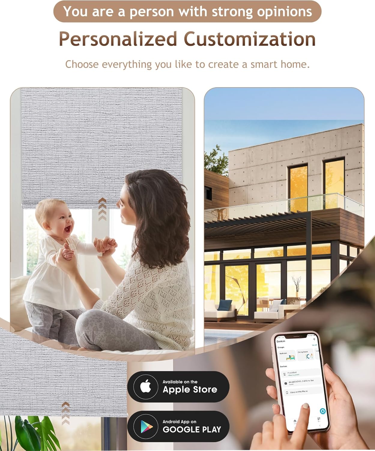 Kincmo Motorized Blinds with Remote,100% Blackout Motorized Roller Shades Work with Apple Homekit,Alexa,Google, Custom Electric Blinds with App,Voice Control (Classic Smoke)