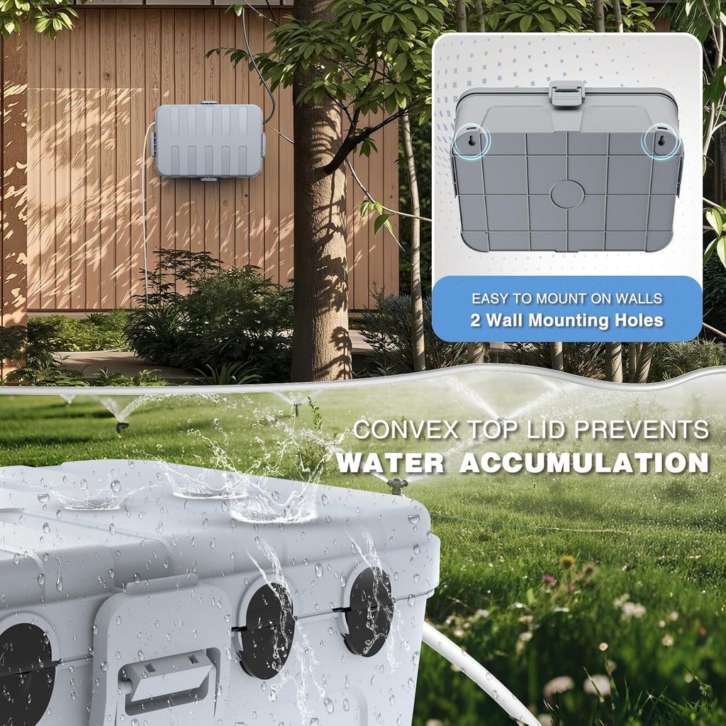 Flemoon Outdoor Electrical Box Waterproof, IP54 Waterproof Extension Cord Cover, Protect Outlet, Plug, Socket, Timer, Power Strip, Holiday Light, Large Weatherproof Connection Box, Light Grey