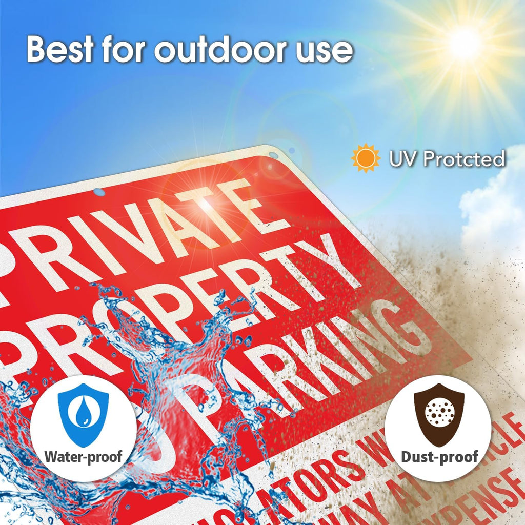 GicnKeuz Private Property No Parking Signs, 14x10 Inches Violators Will Be Towed Away at Vehicle Owner's Expense Signs, Reflective Aluminum, Weather Resistant, Waterproof (2 pack)