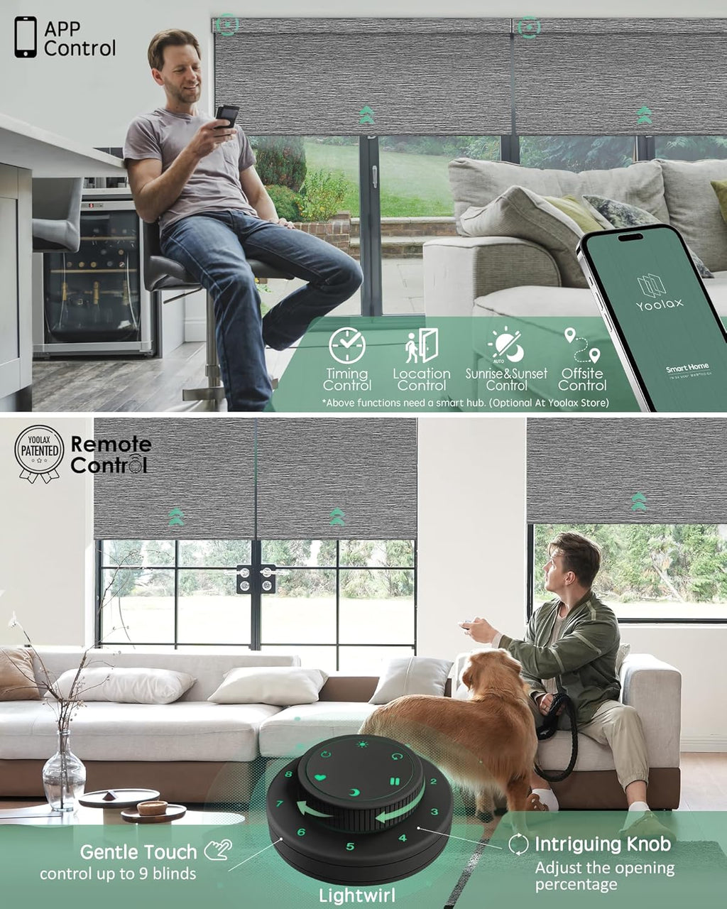 Yoolax Motorized Blinds with Remote, Smart Blinds for Windows Blackout Automatic Shades Compatible with Alexa Remote Control Roller Window Shades with Valance, Custom Size (V-Basalt Stripe)