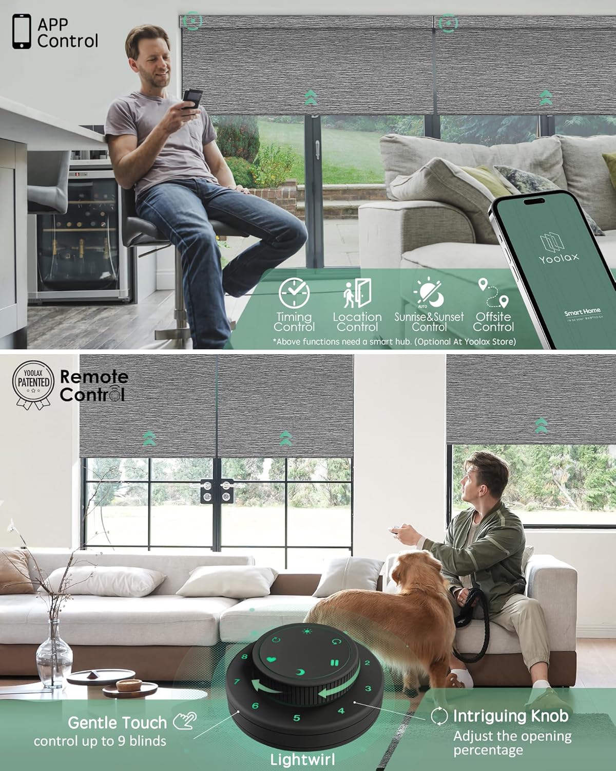 Yoolax Motorized Blinds with Remote, Smart Blinds for Windows Blackout Automatic Shades Compatible with Alexa Remote Control Roller Window Shades with Valance, Custom Size (V-Basalt Stripe)
