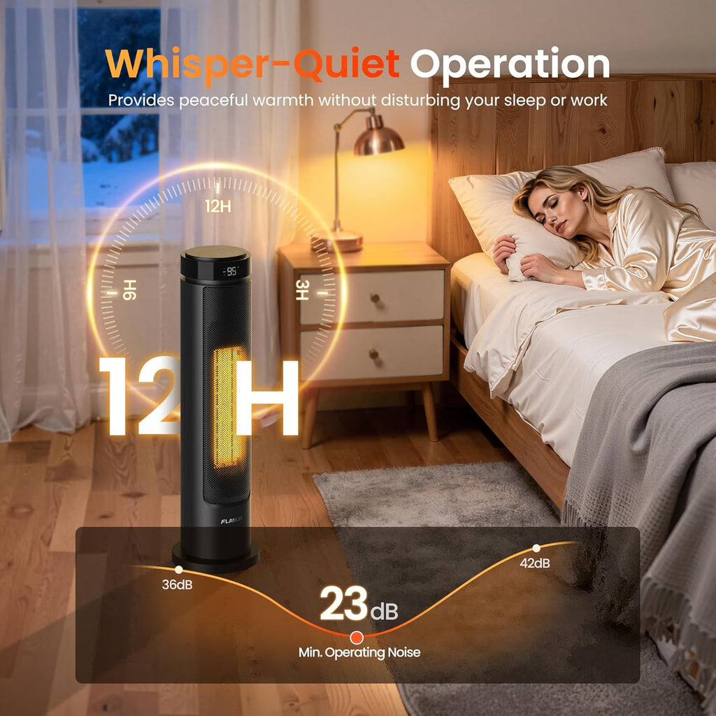 Space Heaters for Indoor Use Large Room, 1500W Portable Electric Heater with Remote, 5 Modes, Safety Protection & Child Lock, 12H Timer, Oscillation Heater for Bedroom Home Office Black 1Pack