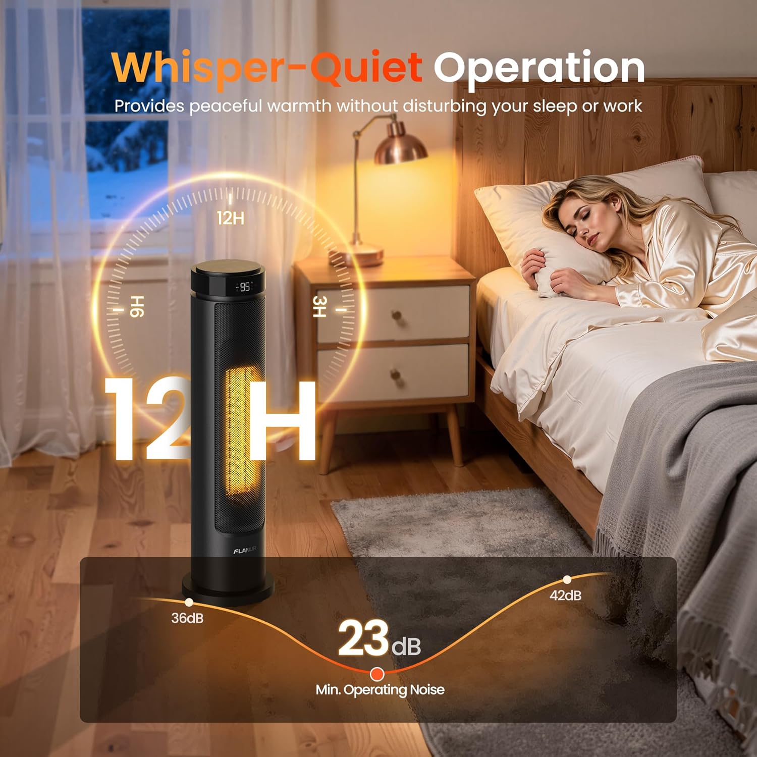 Space Heaters for Indoor Use Large Room, 1500W Portable Electric Heater with Remote, 5 Modes, Safety Protection & Child Lock, 12H Timer, Oscillation Heater for Bedroom Home Office Black 1Pack