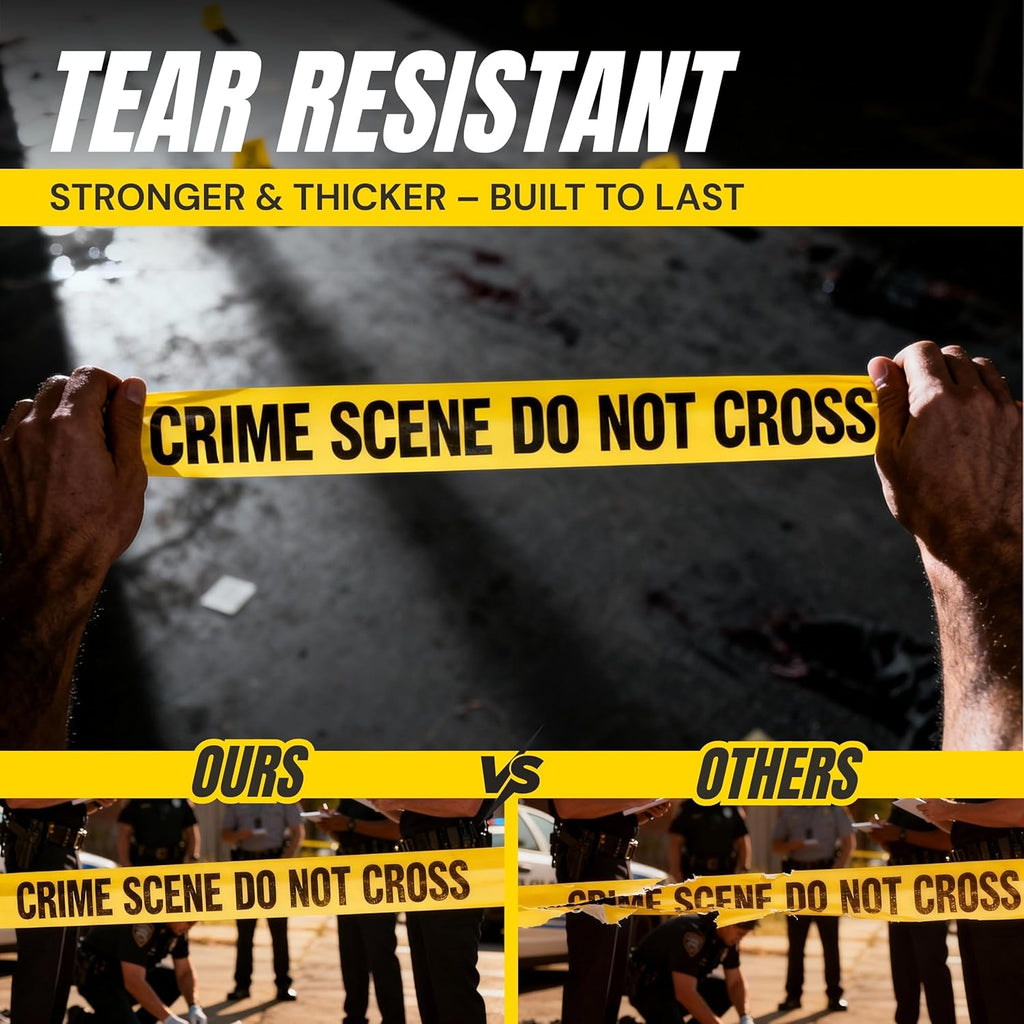 Crime Scene Do Not Cross Tape 3 Pack 3 inch x 1000 feet, Bright Yellow with a Bold Black Print for High Visibility • Tear Resistant Design
