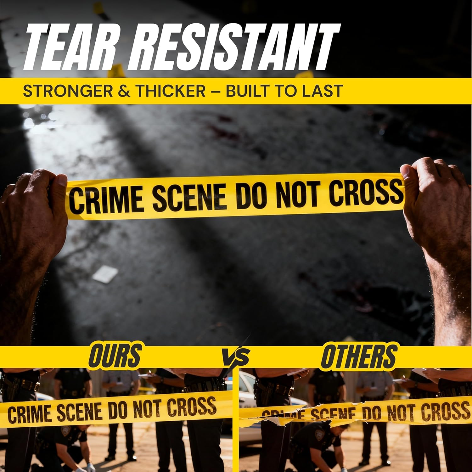 Crime Scene Do Not Cross Tape 6 Pack 3 inch x 1000 feet, Bright Yellow with a Bold Black Print for High Visibility • Tear Resistant Design