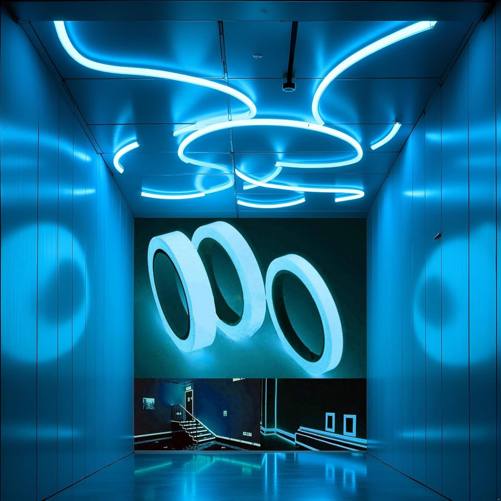 BWESOO 3Pcs Blue Glow in The Dark Tape 9.8 FT Fluorescent Spike Sticker for Stairs Walls Steps Safetys Exits Sign Warning Tape 1PC Self-Adhesive Luminous Tapes Safety Warning Tapes