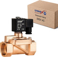 UNOX 1 1/4" NPT Solenoid Valve 220V AC, Brass Control Valve Normally Closed - 7-232 PSI Multi-Purpose Reliable Control Valve for Water, Air, and Gas - Solenoid Valves