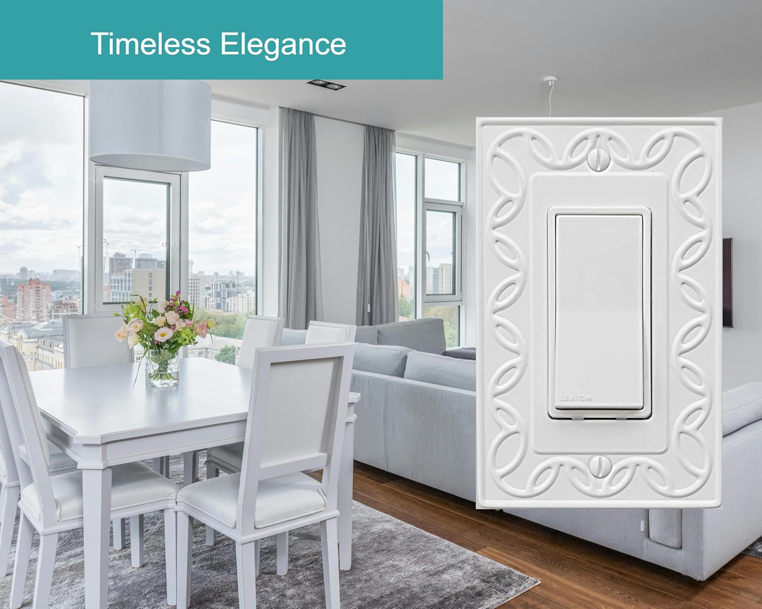 Single Decorator Light Switch Cover NovaBloom Metal Wall Plate, 4-Pack White 1 Gang Single Rocker, for Receptacle Dimmer Switch Cover GFCI Outlet Decorative Wallplate, Durable