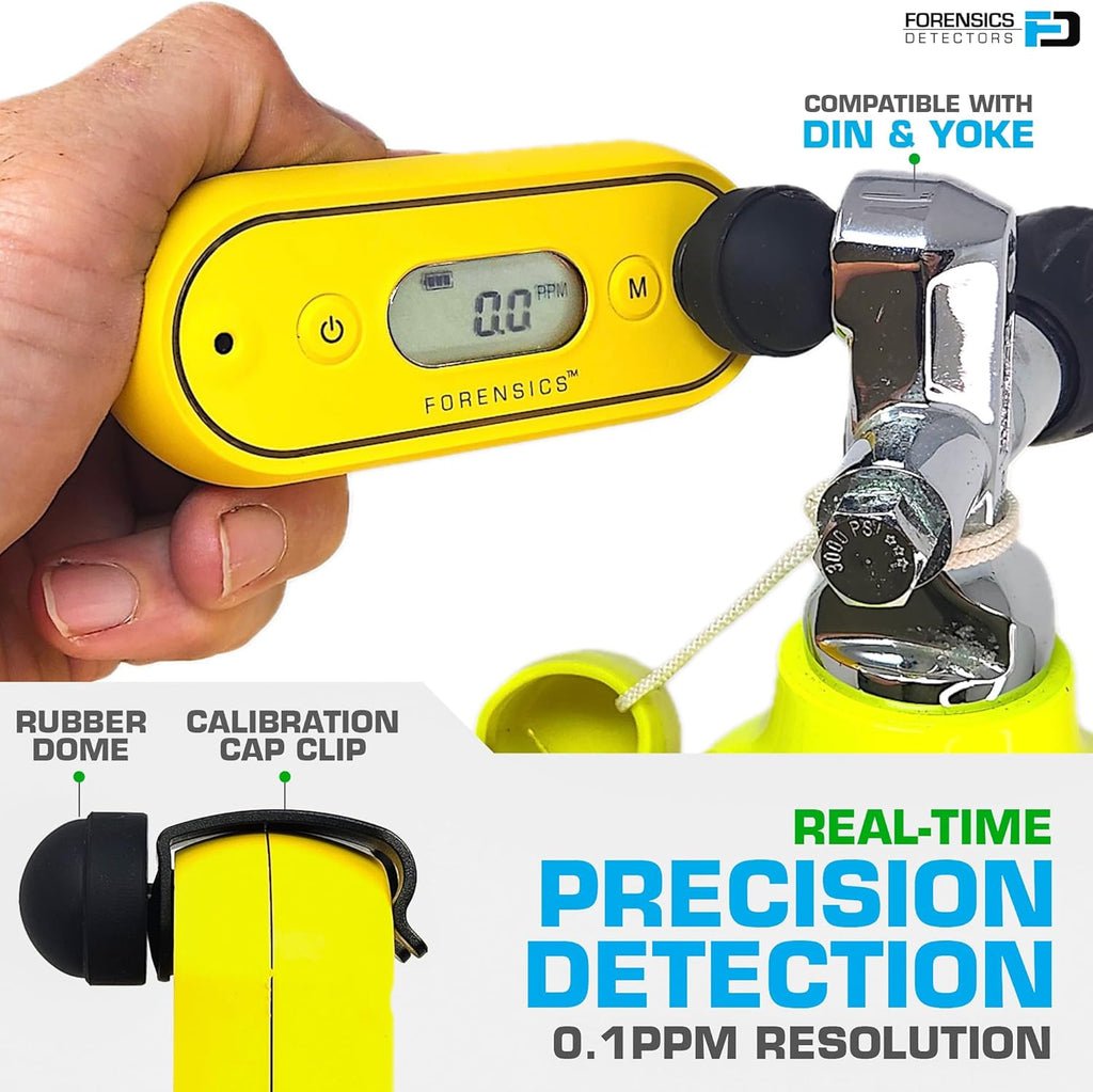 CO Meter for Scuba | Sensitive 0.1ppm Resolution | USA NIST Calibration | Scuba, Inspectors, Air Quality | 3 Year Sensor | 2 Year Battery |