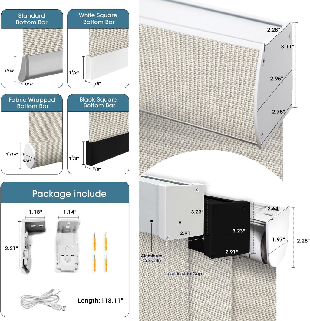 SmartWings Motorized Roller Shades 5% Openness Without Privacy Custom Size, Rechargeable Battery, Works with Matter/Apple HomeKit, Alexa, Thread/Zigbee, Remote Optional, 5% Openness White Linen