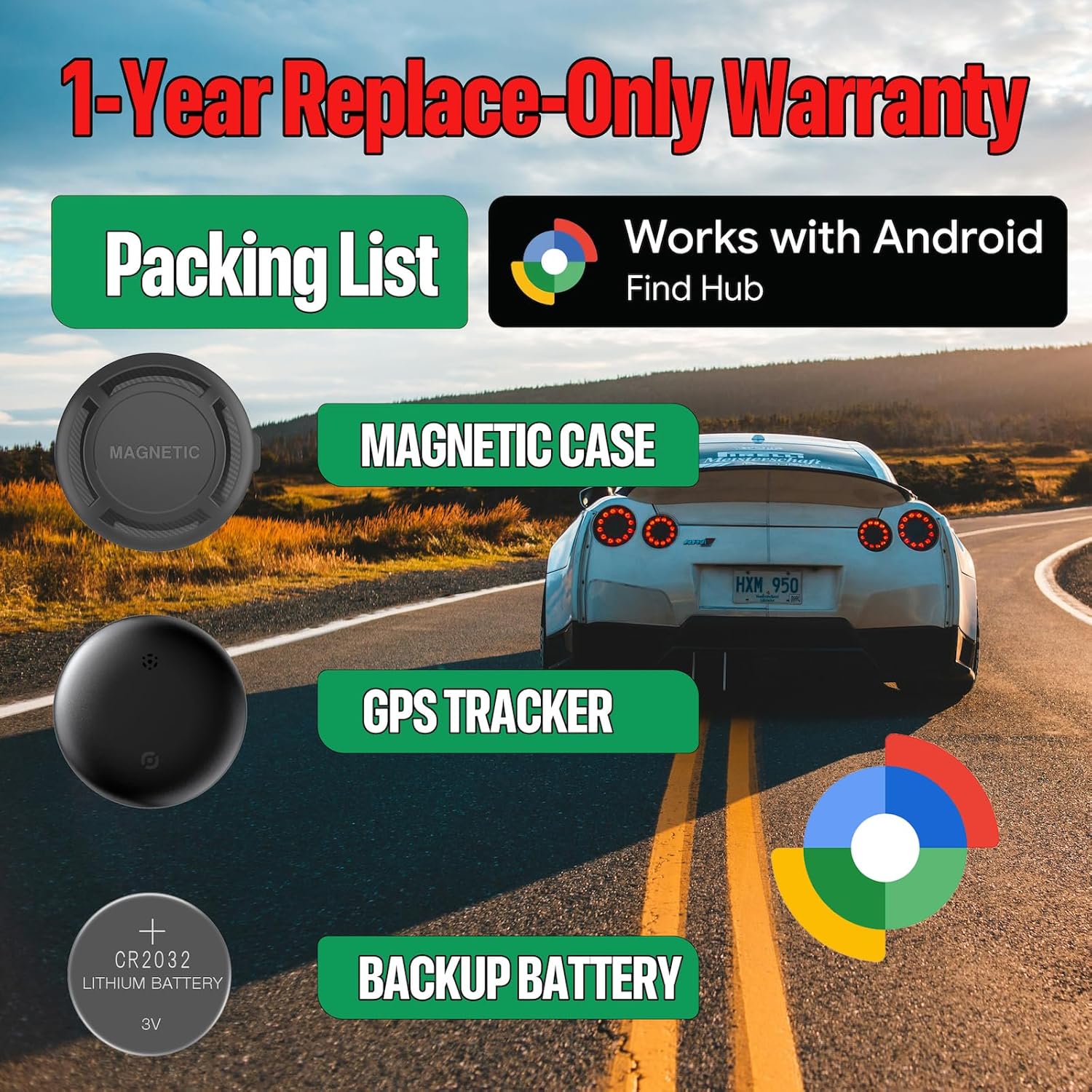 Magnetic Hidden GPS Tracker for Vehicles – Android Only, Long Battery Life, No Subscription, Car Tracker Device Hidden (Android Tracker)