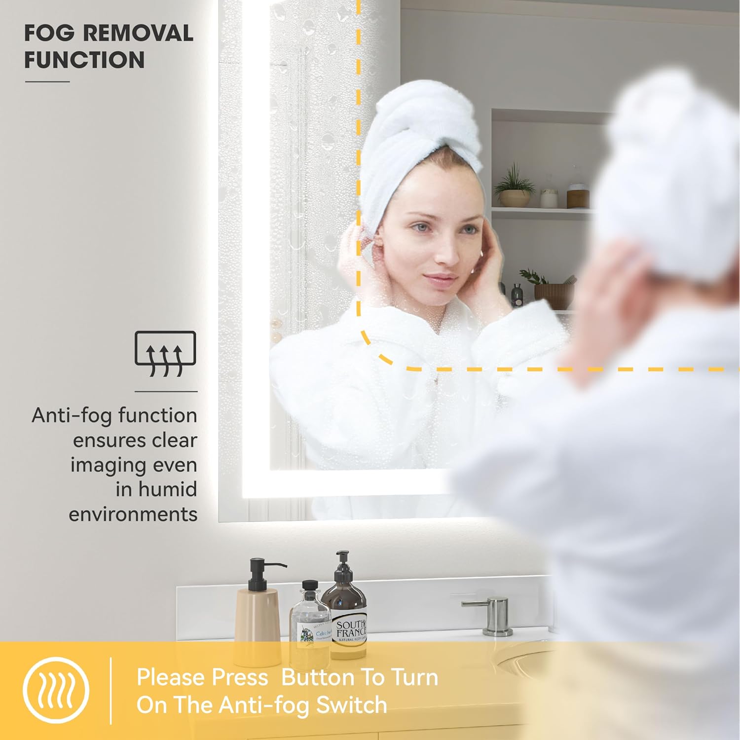 Hasipu 36" x 28" Arch LED Bathroom Mirror, Frontlit Wall-Mounted Vanity Mirror with Lights, Defogging, Smart Touch, Dimmable 3 Color Modes, Safety Shatterproof Glass Coating