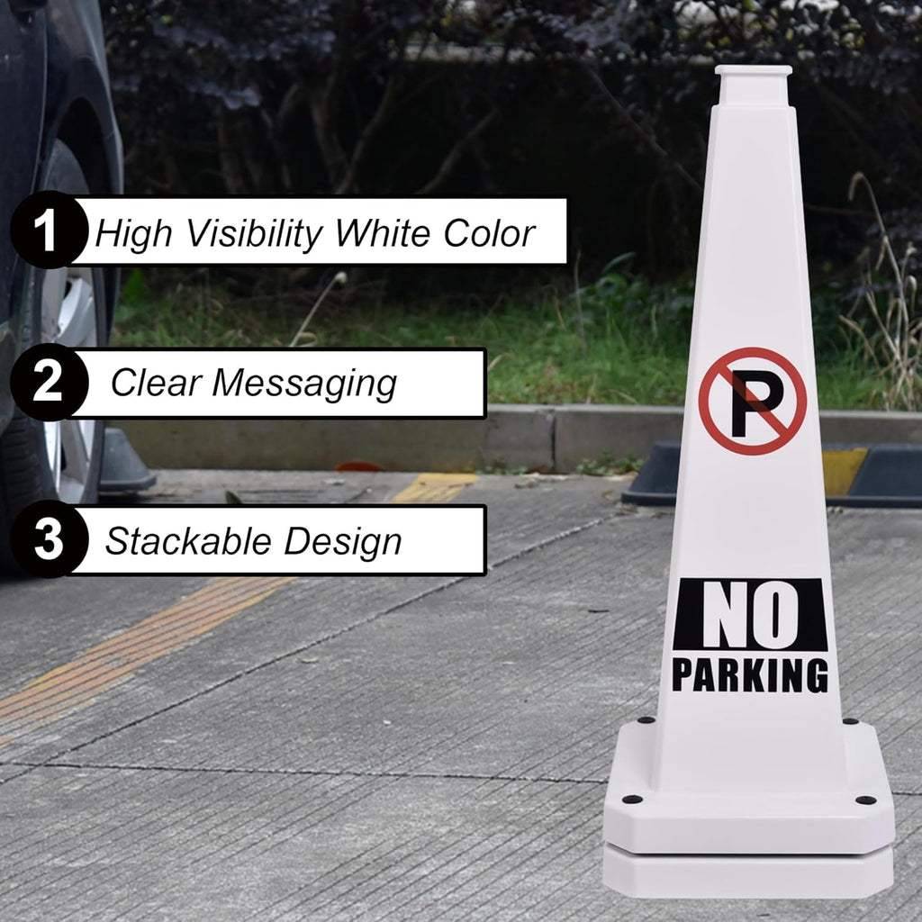OrangeStar 6-Pack 28" No Parking Cones, Large 4-Sided Traffic Cones with Heavy Rubber Base for Parking Lot Control, Safety, Driveway | Indoor Outdoor Use