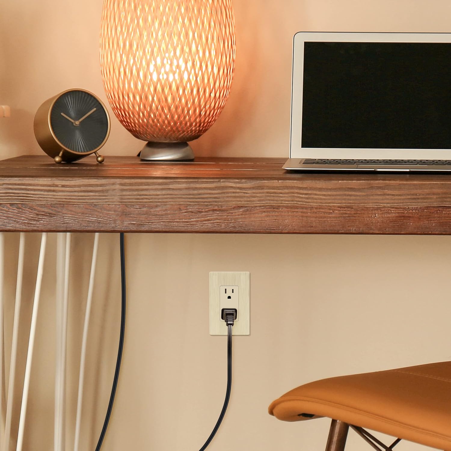 LIDER Brushed Finish Decorator Switch Cover, Screwless Wall Plate, Mid-Size 1-Gang 4.88" x 3.11", Unbreakable Polycarbonate Thermoplastic, UL Listed, LSWP-31M-BLA, Brushed Light Almond