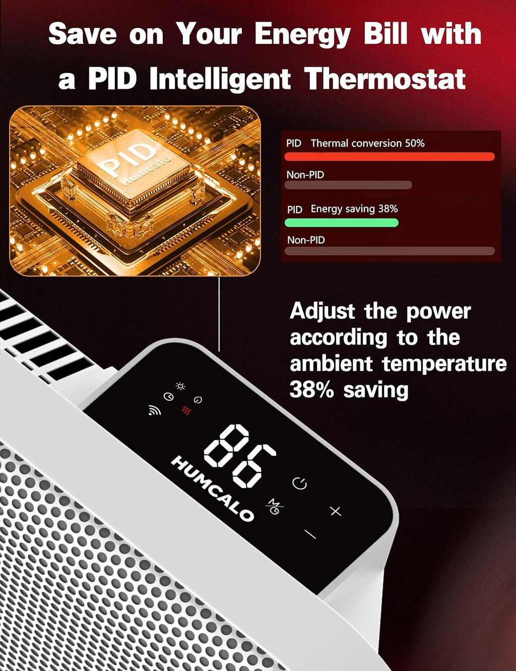 Graphene Convection Panel Infrared Space Heater for Indoor Use Large Room, 1500W Heater with Thermostat, Portable Stand Wall Mounted, Smart WiFi App Control Energy Saving,Work with Tuya