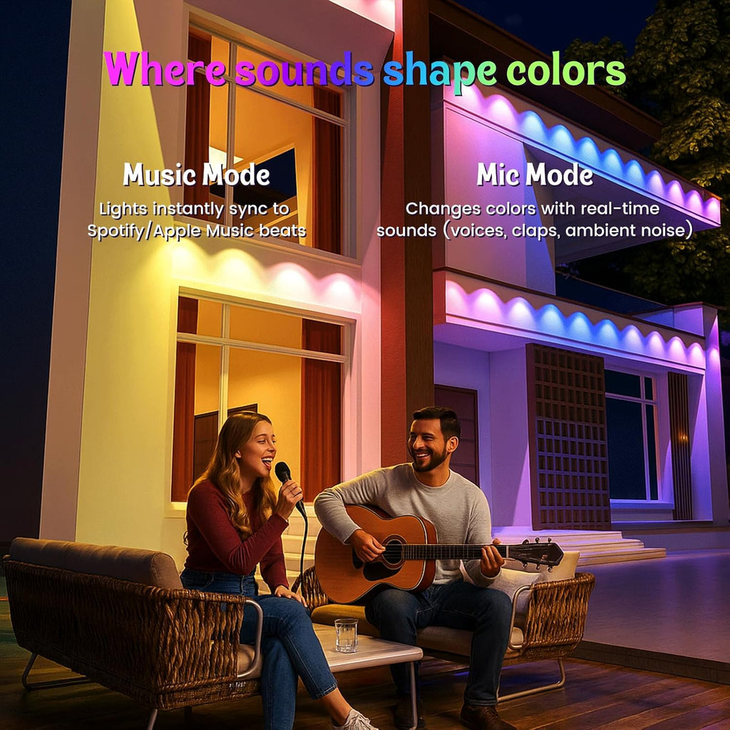 Fitop Permanent Outdoor Lights, 150FT RGB Outdoor Lights for House Decor, Smart Eaves Lighting, Extendable LED Strip with IP67 Waterproof, Music Sync, APP/Voice/Remote Control, Alexa/Google Compatible